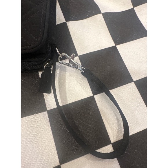 Vera Bradley Black Quilted RFID Wallet Wristlet Card Holder ID Window Zip Around - Picture 6 of 6